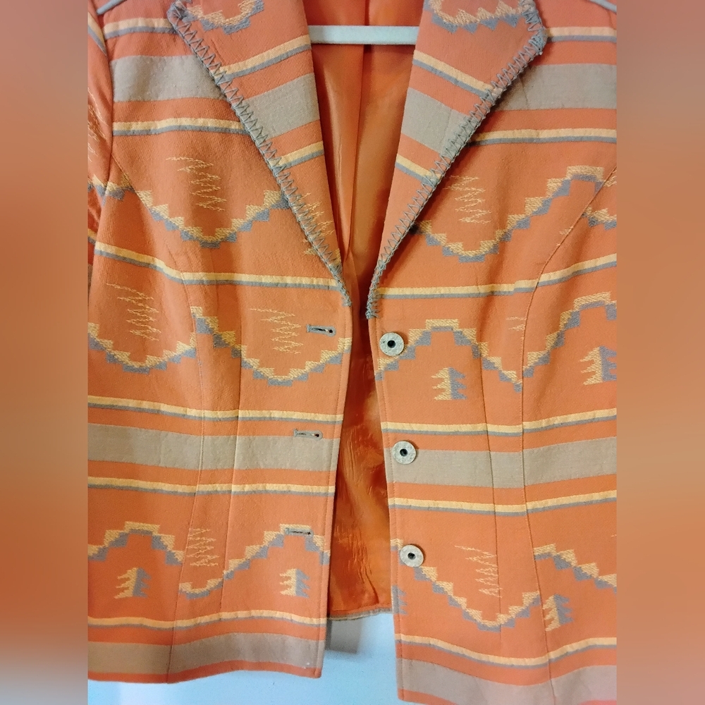 Orange Patterned Women's Jacket - image 2